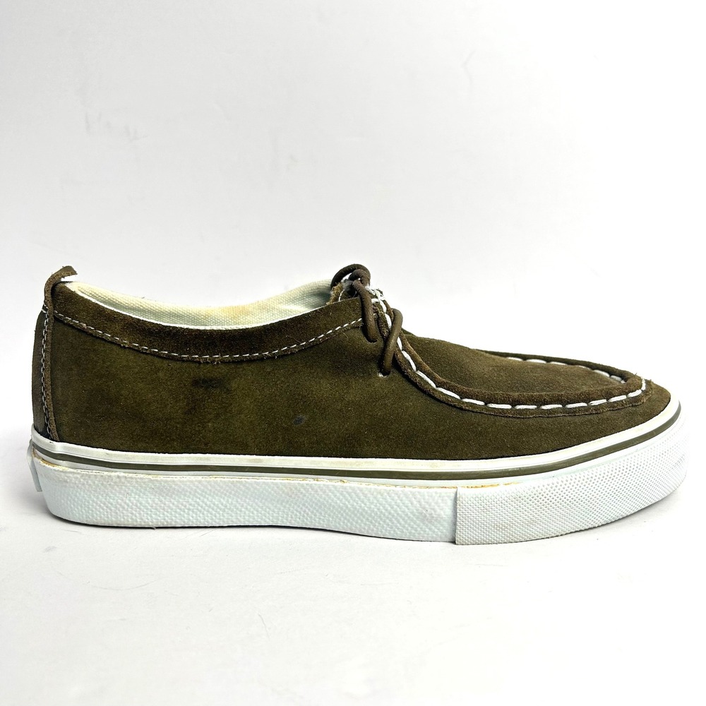 Vans Suede Surf Sider Suede Boat Shoes Lace Up Olive Green Mens 4 Womens 5.5‎